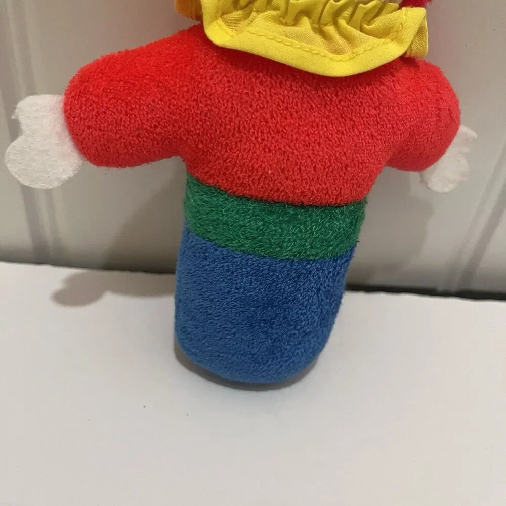Eden Primary Color Block Terrycloth Clown Rattle Plush Baby Toy Circus RARE Vtg